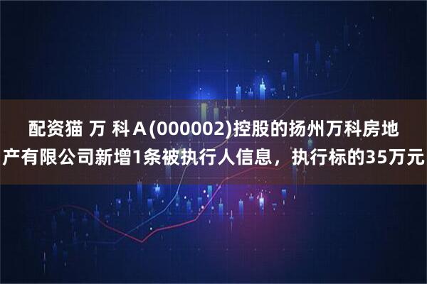配资猫 万 科Ａ(000002)控股的扬州万科房地产有限公司新增1条被执行人信息，执行标的35万元